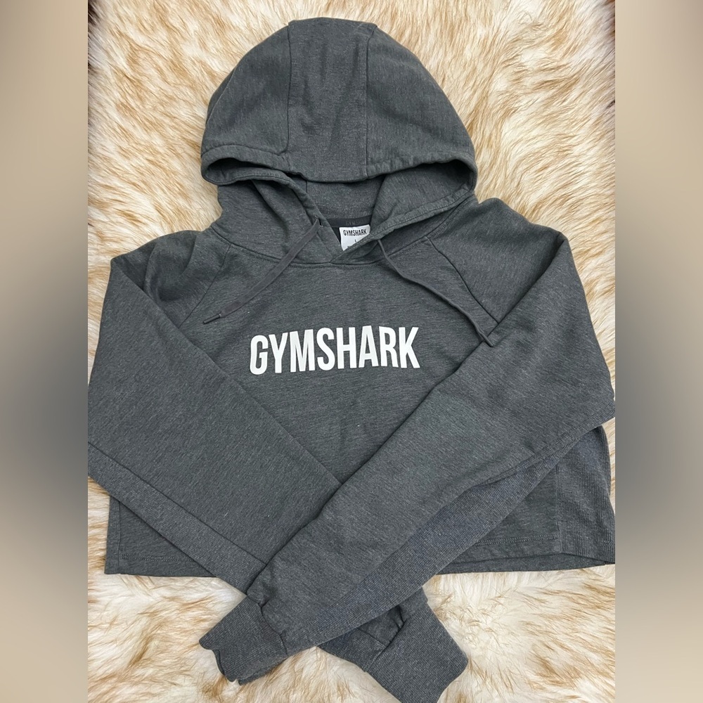 Gymshark Cropped Hoodie – Charcoal Gray, Size Large